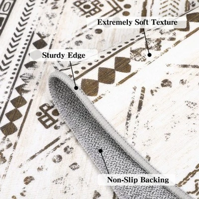 Washable Area Rug For Living Room, Non-Slip Farmhouse Carpet, Soft Large Indoor Rug For Bedroom, Dining Table, And Home Office Decor, Brown 3 Washable Area Rug For Living Room, Non-Slip Farmhouse Carpet, Soft Large Indoor Rug For Bedroom, Dining Table, And Home Office Decor, Brown - Image 3