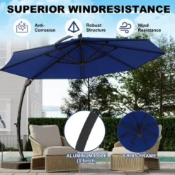 Outdoor Large Round Aluminum Offset Umbrella - Heavy Duty Offset Umbrella With 360° Rotation, Offset Patio Cantilever Umbrella With Base Included -Living Aura Store GUEST 23956e2e 7e2a 46ed 8f5b 3f1ce1b93d30
