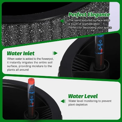 14.2" Tall Planters Set Of 2, Self Watering Pots With Built-in Drainage And A Water Level Monitor 2 14.2" Tall Planters Set Of 2, Self Watering Pots With Built-in Drainage And A Water Level Monitor - Image 2