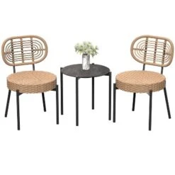 3 Pieces Patio Set Outdoor Wicker Bistro Set All-Weather Rattan Deck Conversation Set Of 3 With Table & Cushions For Deck Patio Balcony Backyard 16 3 Pieces Patio Set Outdoor Wicker Bistro Set All-Weather Rattan Deck Conversation Set Of 3 With Table & Cushions For Deck Patio Balcony Backyard -Living Aura Store GUEST 247dc187 3d05 4ecd 9156 cd8f6a383714
