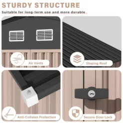 Outdoor Metal Storage Shed, Weatherproof Garden Shed With Lock, Sloping Roof & Ventilation, For Backyard, Patio & Garage Storage 11 Outdoor Metal Storage Shed, Weatherproof Garden Shed With Lock, Sloping Roof & Ventilation, For Backyard, Patio & Garage Storage -Living Aura Store GUEST 250cc00a 4e7f 426f 86f8 dd0927f0b80b