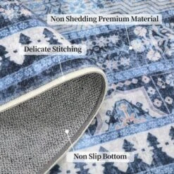 Washable Vintage Living Room Rugs,Floral Print Retro Accent Bedroom Carpet, Large Non Slip Area Rug For Kitchen Dining Room -Living Aura Store GUEST 2516e240 8e1b 4012 850d 39b2caff5b19