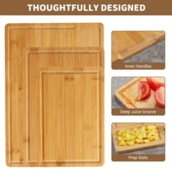 Bamboo Cutting Board Set With Prep Slots, 3 Sizes Cutting Boards For Kitchen With Juice Groove -Living Aura Store GUEST 252a97a5 d97b 40db 89d2 af55030bba02