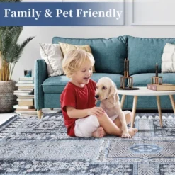 Washable Vintage Living Room Rugs,Floral Print Retro Accent Bedroom Carpet, Large Non Slip Area Rug For Kitchen Dining Room -Living Aura Store GUEST 26b4524d 1e12 42ce b435 81b78b34ecc5