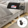 Overbed Table With Height Adjustable, Over Bed Table Movable Rolling Bedside Table Standing With Wheels, Desk Table With 0-90 Degrees Tilting