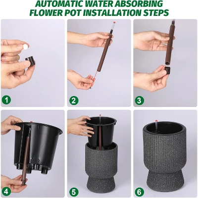 14.2" Tall Planters Set Of 2, Self Watering Pots With Built-in Drainage And A Water Level Monitor 4 14.2" Tall Planters Set Of 2, Self Watering Pots With Built-in Drainage And A Water Level Monitor - Image 4