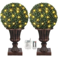 16inch Prelit Faux Boxwood Balls With Sturdy Pot Base, UV Resistant & Waterproof Fake Greenery Plants, For Front Porch Garden Home Decor 15 16inch Prelit Faux Boxwood Balls With Sturdy Pot Base, UV Resistant & Waterproof Fake Greenery Plants, For Front Porch Garden Home Decor -Living Aura Store GUEST 28e192b8 9b10 4c43 b28a 3616747c4a11