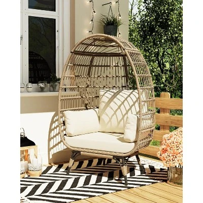 Modern DLEC03 Wicker Egg Chair - 350LBs Steel Frame & Plush Cushion, PE Rattan For Balcony/Patio/Living Room, Outdoor Lounge Chair 3 Modern DLEC03 Wicker Egg Chair - 350LBs Steel Frame & Plush Cushion, PE Rattan For Balcony/Patio/Living Room, Outdoor Lounge Chair - Image 3