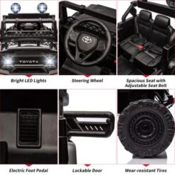 12V Ride On Truck Car For Kids, Kids Car W/2.4G Remote Control, Led Lights, Suspension, Safety Belt, Powered Electric Vehicle For Boys And Girls