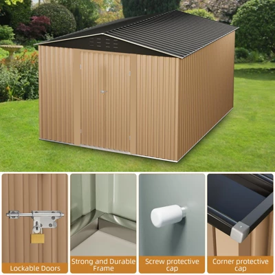 Outdoor Metal Storage Shed, Large Weatherproof Garden Shed For Tools,with Lockable Doors And Sloping Roof,for Lawn Equipment, Patio & Backyard 4 Outdoor Metal Storage Shed, Large Weatherproof Garden Shed For Tools,with Lockable Doors And Sloping Roof,for Lawn Equipment, Patio & Backyard - Image 4