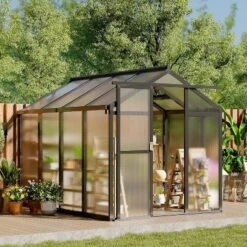 6x8x6.5 FT Greenhouses For Outdoors, Aluminum Green House With Polycarbonate Roof, Sliding Door, Adjustable Vent For Garden, Backyard, Patio, Black -Living Aura Store GUEST 2b538aa1 7e2c 4dd8 878e 15275f73829f