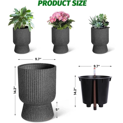 14.2" Tall Planters Set Of 2, Self Watering Pots With Built-in Drainage And A Water Level Monitor 7 14.2" Tall Planters Set Of 2, Self Watering Pots With Built-in Drainage And A Water Level Monitor - Image 7