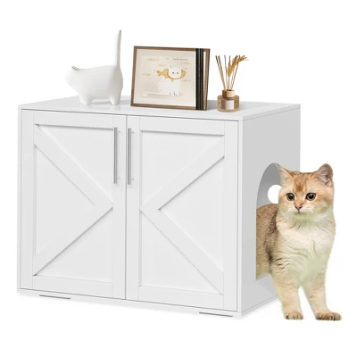 Cat Litter Box Enclosure Furniture, Hidden Wooden Litter Box Cabinet With Side Table Design 6 Cat Litter Box Enclosure Furniture, Hidden Wooden Litter Box Cabinet With Side Table Design - Image 6