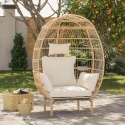 Wicker Egg Chair, Indoor Outdoor Lounger For Patio, 500 Lbs Capacity, All-Weather Rattan Wicker Egg Chair Outdoor, For Patio, Backyard -Living Aura Store GUEST 2bed839d 4fe2 46f7 b380 73239c168423