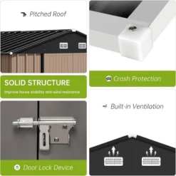 12x10 FT Outdoor Storage Shed, Heavy Duty Metal Sheds & Outdoor Storage With Lockable Doors & Air Vents For Backyard, Garden, Patio, Lawn, Grey -Living Aura Store GUEST 2cf3c933 09e0 4fde 8679 fe3bd0872608