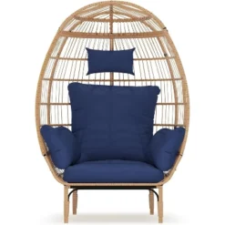 Wicker Egg Chair, Indoor Outdoor Lounger For Patio, 500 Lbs Capacity, All-Weather Rattan Wicker Egg Chair Outdoor, For Patio, Backyard -Living Aura Store GUEST 2cf41765 4a68 480b b2d6 afe07572bd47