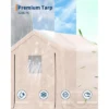 10x10FT Outdoor Storage Shed Carport With Roll-Up Zipper Door, Portable Garage Storage Shelter Heavy Duty Waterproof PE Tarp For Bike, ATV, Khaki