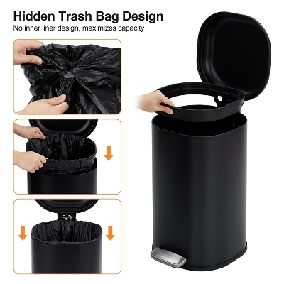 8 Gallon Step Trash Can, Garbage Can With Soft-Close Lid, Metal Garbage Bin, Without Inner Bucket 6 8 Gallon Step Trash Can, Garbage Can With Soft-Close Lid, Metal Garbage Bin, Without Inner Bucket - Image 6