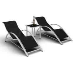 Patio Chaise Lounge Set Of 3, Outdoor Pool/Beach Sunbathing Lawn Lounger With Arm & Side Table, For Poolside, Backyard 13 Patio Chaise Lounge Set Of 3, Outdoor Pool/Beach Sunbathing Lawn Lounger With Arm & Side Table, For Poolside, Backyard -Living Aura Store GUEST 31aec57b 599e 425c 9a5f 110fe51b4570