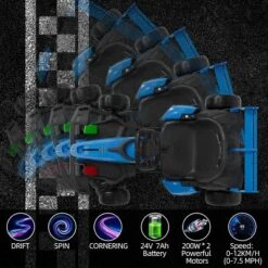 24V Kids Ride On Go Kart, 7.5mph Variable High Speed Drifting Car, 7ah Battery 200W*2 Motors,Ajustable Legroom For Kids Grows, Blue 9 24V Kids Ride On Go Kart, 7.5mph Variable High Speed Drifting Car, 7ah Battery 200W*2 Motors,Ajustable Legroom For Kids Grows, Blue -Living Aura Store GUEST 32549f22 d62c 454c a321 b8b071b3bd12
