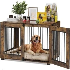 Wooden Dog Crate With Dual Locking Doors, Chew-Resistant Breed Indoor Kennel, Pet Cage End Table 15 Wooden Dog Crate With Dual Locking Doors, Chew-Resistant Breed Indoor Kennel, Pet Cage End Table -Living Aura Store GUEST 34060de8 162e 42cd b8af 103648600b4b