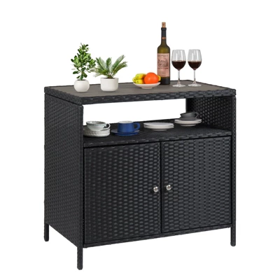 Rattan Storage Cabinet, Patio Storage Box Organizer With 2 Doors & Adjustable Shelves 8 Rattan Storage Cabinet, Patio Storage Box Organizer With 2 Doors & Adjustable Shelves - Image 8