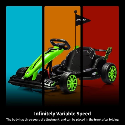 24V Kids Go Kart, 7.5mph Drift Car, 7Ah Battery 200Wx2 Motors, Adjustable 135lbs Max, Ages 6+ 2 24V Kids Go Kart, 7.5mph Drift Car, 7Ah Battery 200Wx2 Motors, Adjustable 135lbs Max, Ages 6+ - Image 2
