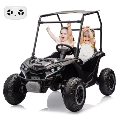 24V 2 Seater Ride On UTV Car, 4WD Electric Off-Road Truck With Sun Shade, Side By Side Battery Powered Toy Car With Remote Control, Music, Lights 7 24V 2 Seater Ride On UTV Car, 4WD Electric Off-Road Truck With Sun Shade, Side By Side Battery Powered Toy Car With Remote Control, Music, Lights - Image 7