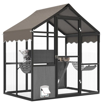 Aluminum Extra Large Catio Outdoor Cat Enclosure For Multiple Cats With Channels, Side Door 7 Aluminum Extra Large Catio Outdoor Cat Enclosure For Multiple Cats With Channels, Side Door - Image 7