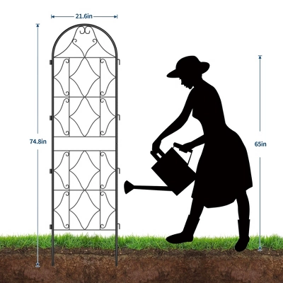 Garden Trellis 75x20 Inch, Decorative Metal Trellis For Climbing Plants Outdoor, Rustproof Garden Fence Plant Support Frame For Patio & Yard 6 Garden Trellis 75x20 Inch, Decorative Metal Trellis For Climbing Plants Outdoor, Rustproof Garden Fence Plant Support Frame For Patio & Yard - Image 6
