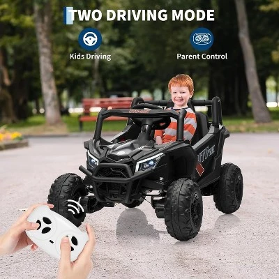 12V Kids UTV Ride-On Truck W/ Remote, 4WD/2WD Switch, Spring Suspension, EVA Tires, Bluetooth & LED Lights For Ages 3-8 6 12V Kids UTV Ride-On Truck W/ Remote, 4WD/2WD Switch, Spring Suspension, EVA Tires, Bluetooth & LED Lights For Ages 3-8 - Image 6