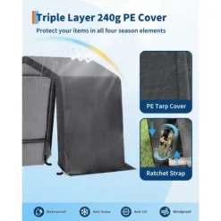 10x10FT Outdoor Storage Shed Carport With Roll-Up Zipper Door, Portable Garage Storage Shelter Heavy Duty Waterproof PE Tarp For Bike, ATV, Grey 11 10x10FT Outdoor Storage Shed Carport With Roll-Up Zipper Door, Portable Garage Storage Shelter Heavy Duty Waterproof PE Tarp For Bike, ATV, Grey -Living Aura Store GUEST 3b22b126 8eba 40a7 846c a4c2eeeb2949