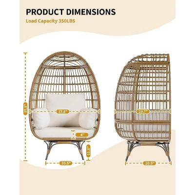 Swivel Egg Chair, PE Rattan Lounge Chair With Cushion & Steel Frame For Indoor/Outdoor Use - DLEC28 2 Swivel Egg Chair, PE Rattan Lounge Chair With Cushion & Steel Frame For Indoor/Outdoor Use - DLEC28 - Image 2