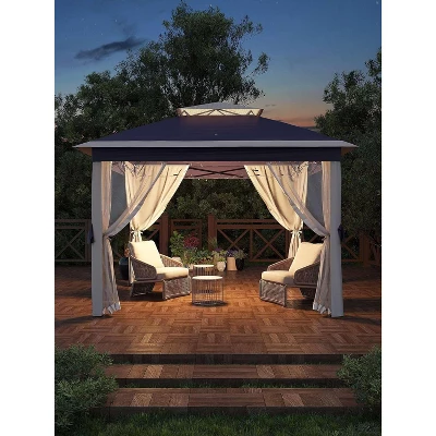 11x11 FT Heavy-Duty Outdoor Gazebo Pavilion - Double Roof W/ Mosquito Netting, All-Weather Metal Frame For Patio, Garden & Deck 3 11x11 FT Heavy-Duty Outdoor Gazebo Pavilion - Double Roof W/ Mosquito Netting, All-Weather Metal Frame For Patio, Garden & Deck - Image 3