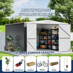 Outdoor Storage Shed,Metal Tool Shed With Lockable Doors ,Weatherproof Shed For Patio, Garden & Lawn, Large Utility Shed For Tools -Living Aura Store GUEST 3d3b74a1 db3d 4671 9101 b84c47798cca