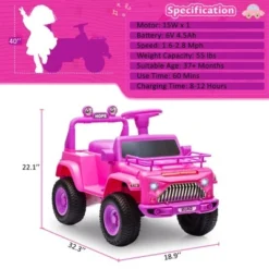 6V Kids Electric Ride On Car With Music, Toddler Toy Car With Horn Storage, Electric Vehicles With 15W Motor, Spring Wheels For Boys & Girls 3-10 -Living Aura Store GUEST 3dbc43e6 0114 4801 9b31 69f30b931b19