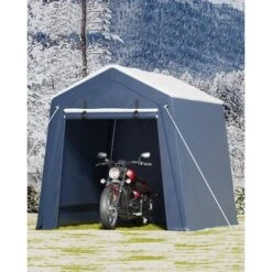 6x6 FT Outdoor Storage Shed With Roll-Up Zipper Door & Mesh Window, Heavy Duty Motorcycle Shed, Portable Carport For Bike Firewood Tools, Grey 15 6x6 FT Outdoor Storage Shed With Roll-Up Zipper Door & Mesh Window, Heavy Duty Motorcycle Shed, Portable Carport For Bike Firewood Tools, Grey -Living Aura Store GUEST 3ee219e4 35e3 4034 9490 a3908ea984ac