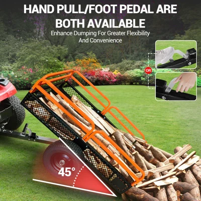 Heavy Duty Tow Behind ATV Trailer, 750 Lbs Steel Dump Cart Garden Carts With Removable Sides, Metal Utility Wagon For Riding Lawn Mower Tractor 5 Heavy Duty Tow Behind ATV Trailer, 750 Lbs Steel Dump Cart Garden Carts With Removable Sides, Metal Utility Wagon For Riding Lawn Mower Tractor - Image 5