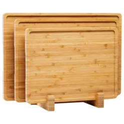 Bamboo Wood Cutting Boards Set Of 3 With Holder, Kitchen Chopping Boards With Inner Handle -Living Aura Store GUEST 3f9ca491 7c41 46ff b135 275147789509