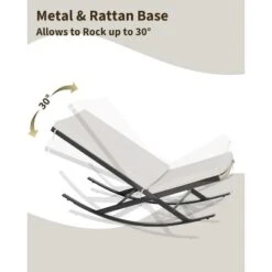 Outdoor Rocking Chair With Padded Cushion - Comfy Rocking Chair Lounge, Chaise Chair For Front Porch, Garden, Backyard, Lawn, Patio -Living Aura Store GUEST 40020c62 adf9 45e6 ac3c f0c8040c0b4b