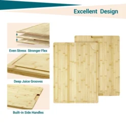 Bamboo Cutting Board 24x18x0.8 Inch Square Bamboo Chopping Board Durable Eco-Friendly Natural 10 Bamboo Cutting Board 24x18x0.8 Inch Square Bamboo Chopping Board Durable Eco-Friendly Natural -Living Aura Store GUEST 404485e8 8f2a 4632 a410 e7cb3718c260