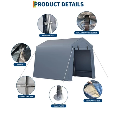 Outdoor Storage Shed 7x12 FT Carport With Roll-Up Zipper Door & Window, Waterproof & UV Resistant Portable Garage For Motorcycle, Bike, And Tools 2 Outdoor Storage Shed 7x12 FT Carport With Roll-Up Zipper Door & Window, Waterproof & UV Resistant Portable Garage For Motorcycle, Bike, And Tools - Image 2