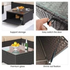 6-Piece Outdoor Daybed Patio Set With Adjustable Backrests, Canopy, PE Wicker Sectional & Tempered Glass Side Table 6 6-Piece Outdoor Daybed Patio Set With Adjustable Backrests, Canopy, PE Wicker Sectional & Tempered Glass Side Table -Living Aura Store GUEST 4557ba43 ca55 41c2 901e 0bebc6e2237e