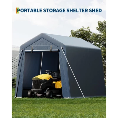Outdoor Storage Shed 7x10 FT Carport With Roll-Up Zipper Door & Window, Waterproof & UV Resistant Portable Garage For Motorcycle, Bike, And Tools 3 Outdoor Storage Shed 7x10 FT Carport With Roll-Up Zipper Door & Window, Waterproof & UV Resistant Portable Garage For Motorcycle, Bike, And Tools - Image 3