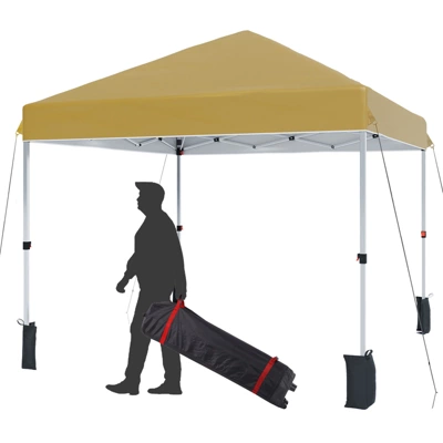 10 X 10 Pop Up Canopy, Beach Tent 3 Adjustable Heights, Easy Up Sun Shade W/ Wheeled Carry Bag, Outdoor Portable Shelter For Events, Parties, Camping 10 10 X 10 Pop Up Canopy, Beach Tent 3 Adjustable Heights, Easy Up Sun Shade W/ Wheeled Carry Bag, Outdoor Portable Shelter For Events, Parties, Camping - Image 10