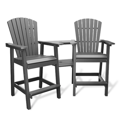 Patio HDPE Adirondack Chairs, Outdoor Tall Seating, For Deck, Balcony, Backyard, Patio Bar Stool Chair, Gray 8 Patio HDPE Adirondack Chairs, Outdoor Tall Seating, For Deck, Balcony, Backyard, Patio Bar Stool Chair, Gray - Image 8