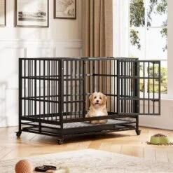 Heavy Duty Indestructible Dog Crate Steel Escape Proof, Indoor Dog House High Anxiety Cage, Kennel With Wheels, Removable Tray 19 Heavy Duty Indestructible Dog Crate Steel Escape Proof, Indoor Dog House High Anxiety Cage, Kennel With Wheels, Removable Tray -Living Aura Store GUEST 499502f8 ebae 42dd b7ef 32d7082d3b48
