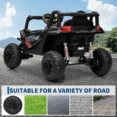 12V Kids UTV Ride-On Truck W/ Remote, 4WD/2WD Switch, Spring Suspension, EVA Tires, Bluetooth & LED Lights For Ages 3-8 4 12V Kids UTV Ride-On Truck W/ Remote, 4WD/2WD Switch, Spring Suspension, EVA Tires, Bluetooth & LED Lights For Ages 3-8 - Image 4