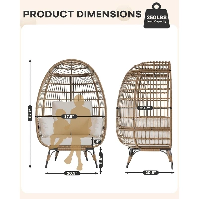 Modern DLEC03 Wicker Egg Chair - 350LBs Steel Frame & Plush Cushion, PE Rattan For Balcony/Patio/Living Room, Outdoor Lounge Chair 2 Modern DLEC03 Wicker Egg Chair - 350LBs Steel Frame & Plush Cushion, PE Rattan For Balcony/Patio/Living Room, Outdoor Lounge Chair - Image 2