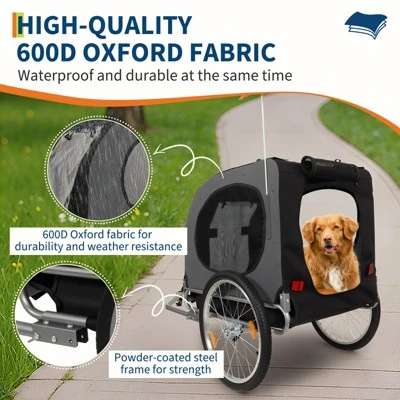 Dog Bike Trailer - 88LBS Dog Cart For Bicycle, Pet Carrier For Small / Medium Pets, Easy Folding Frame, Quick Release Wheel, Washable Non-Slip Lining 5 Dog Bike Trailer - 88LBS Dog Cart For Bicycle, Pet Carrier For Small / Medium Pets, Easy Folding Frame, Quick Release Wheel, Washable Non-Slip Lining - Image 5